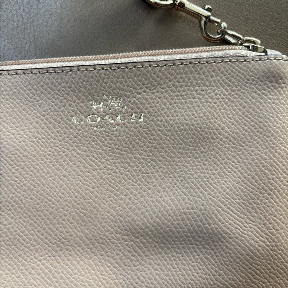 Coach Beige Leather Wristlet - Picture 2 of 4
